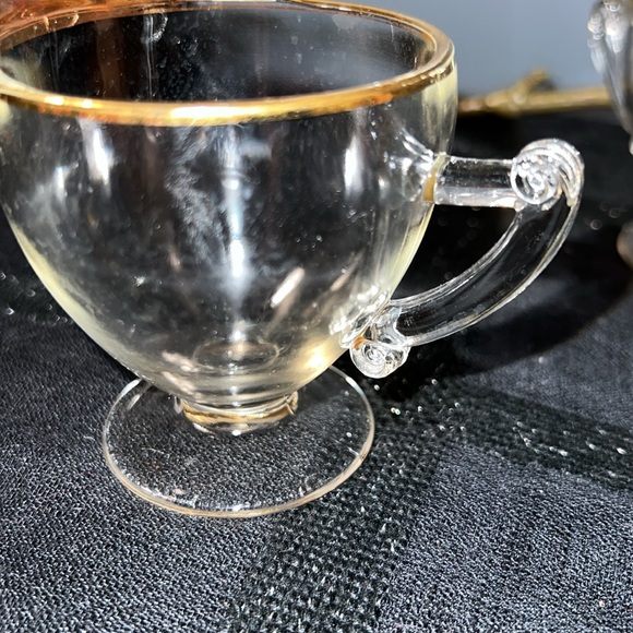 Vintage Gold Rimmed Cream and Sugar Glasses - Picture 11 of 12